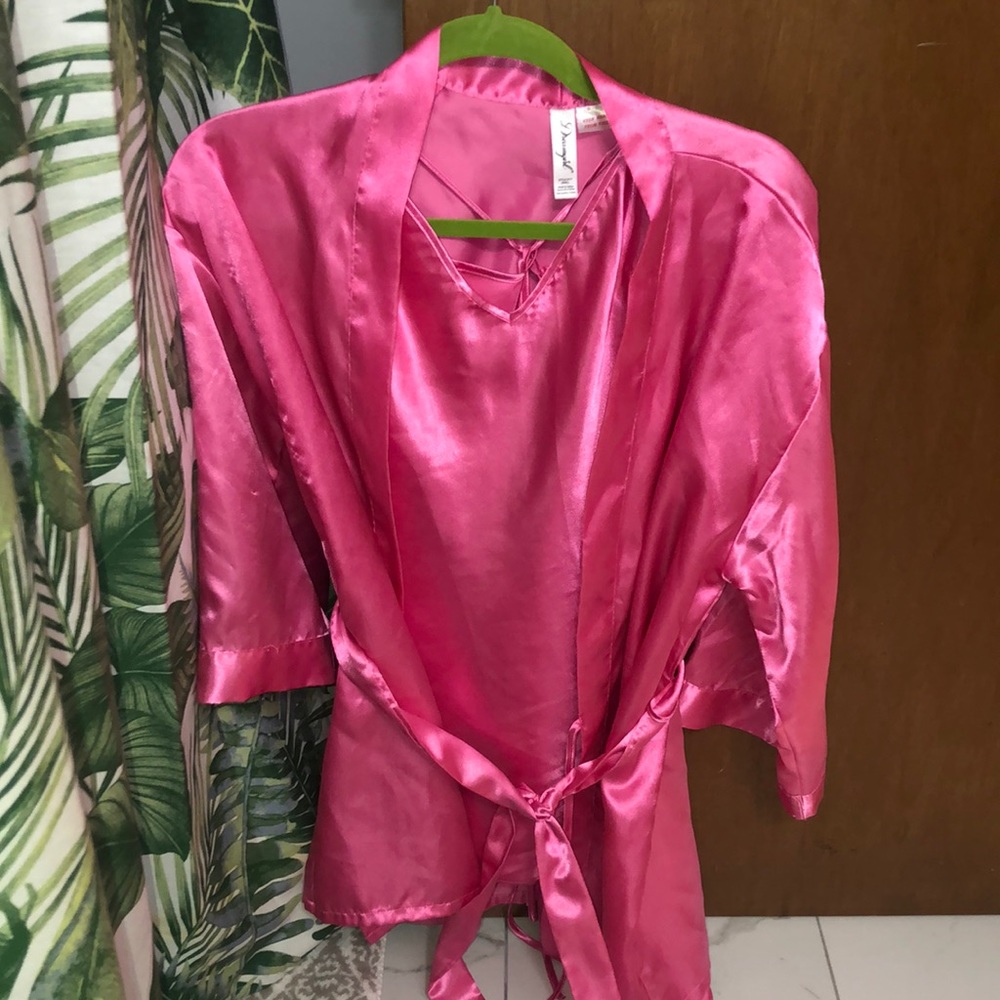Dreamgirl satin babydoll & robe set